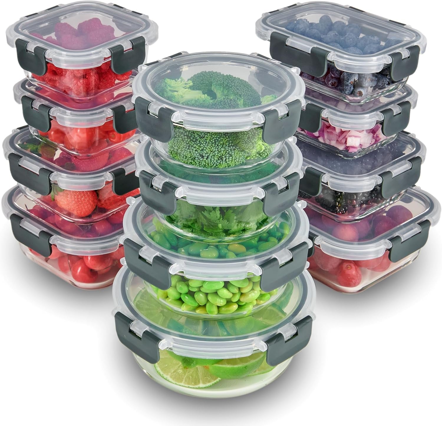 24 Piece Glass Storage Containers with Lids 