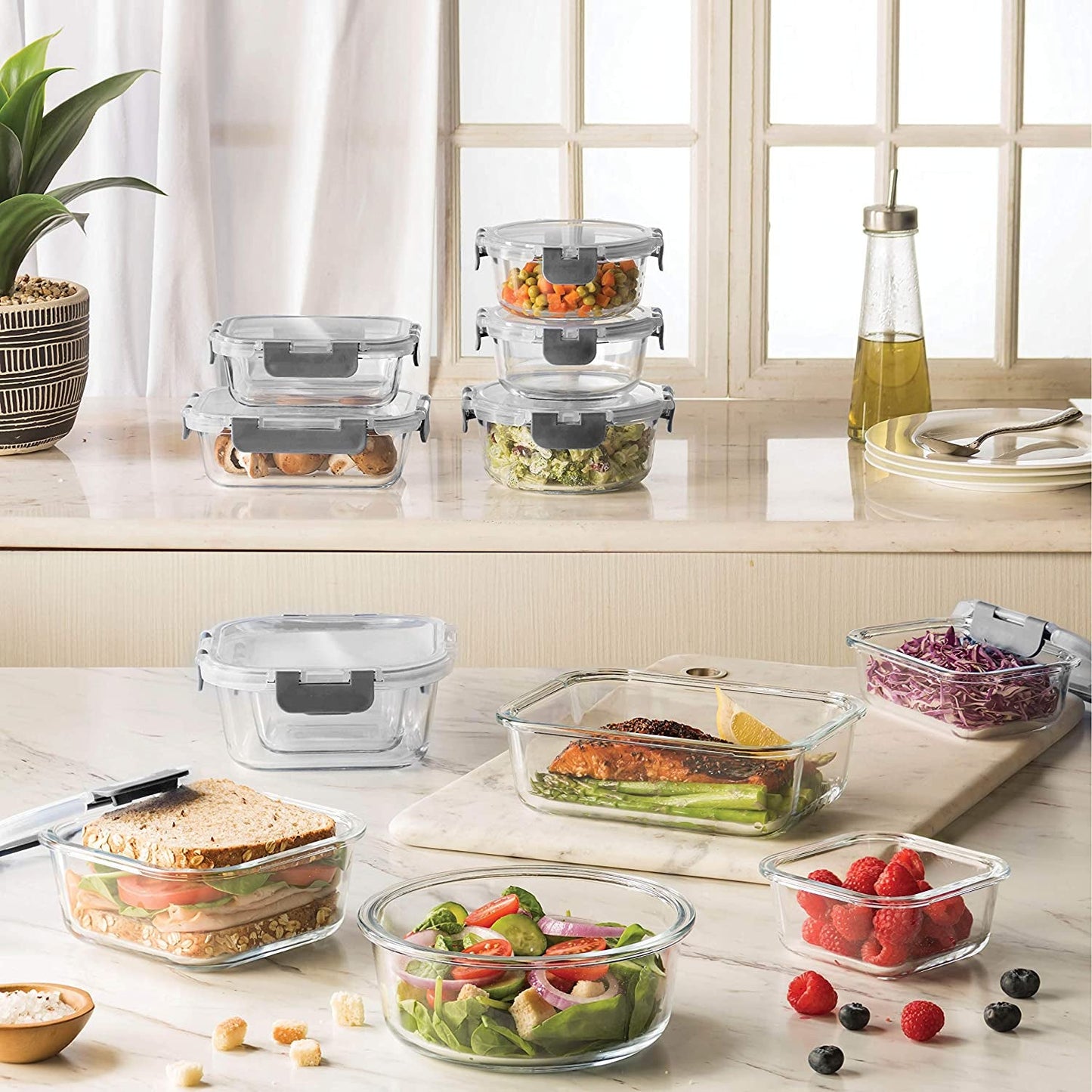 24 Piece Glass Storage Containers with Lids 