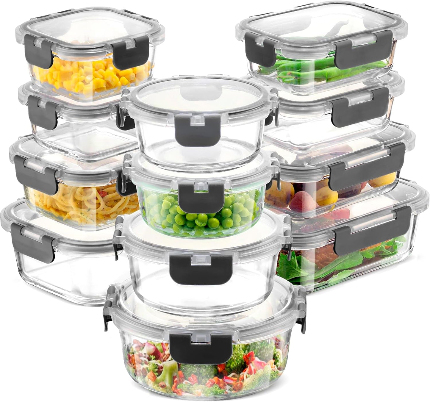 24 Piece Glass Storage Containers with Lids 